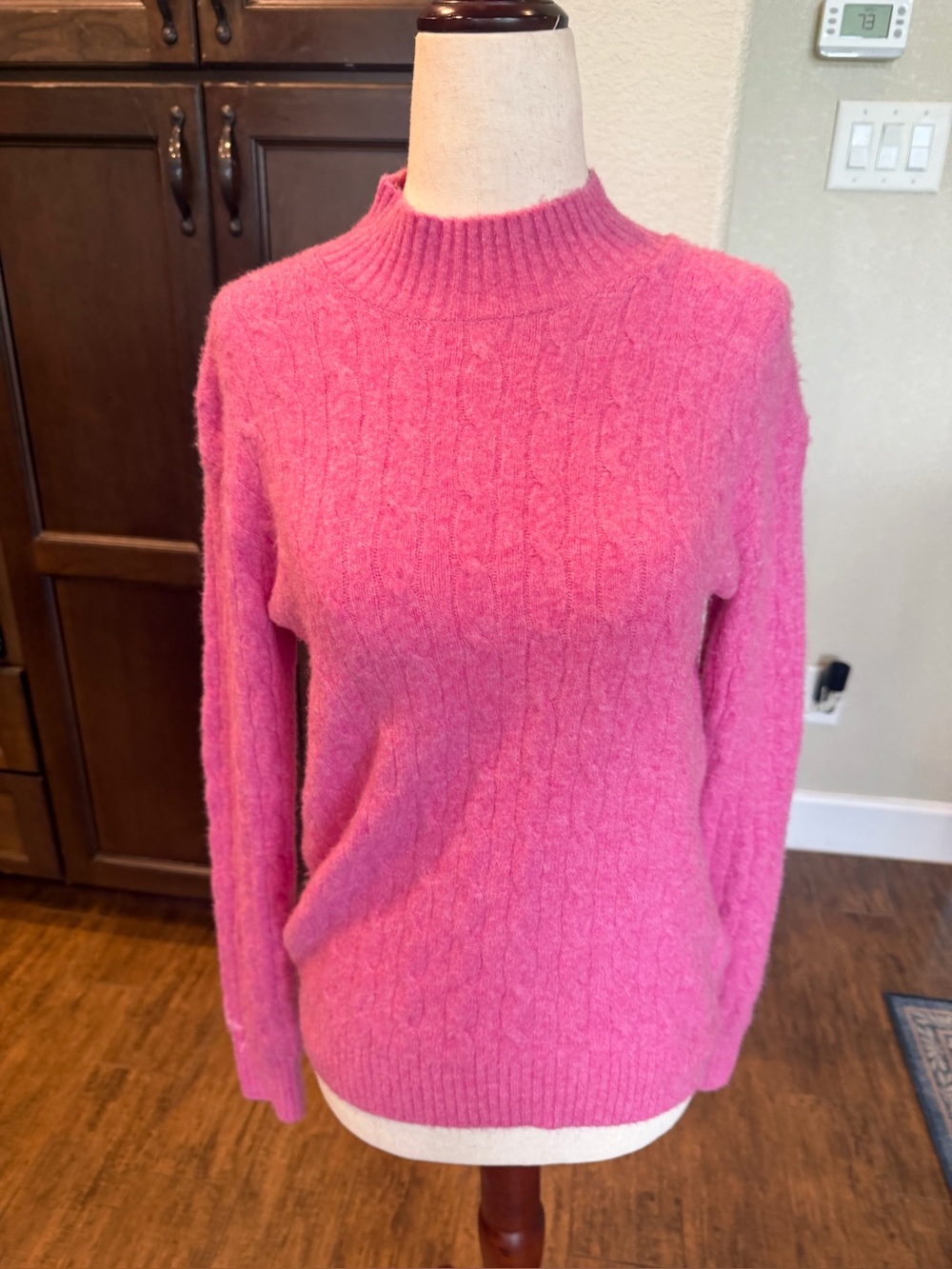 J.Crew Extra Soft Pink Mock Neck Cable Knit Sweater XS